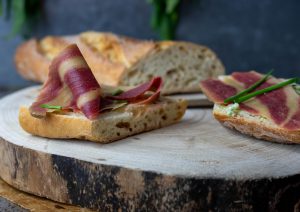 Smoked ham on a sandwich