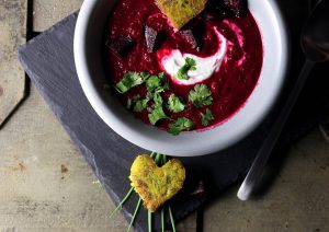 Soup made from beetroot and apples