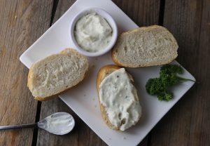 With vegan mayonnaise and parsley