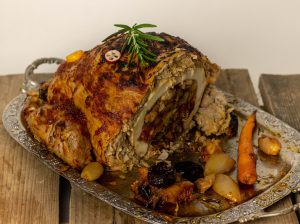 With a hearty stuffing with apples and chestnuts