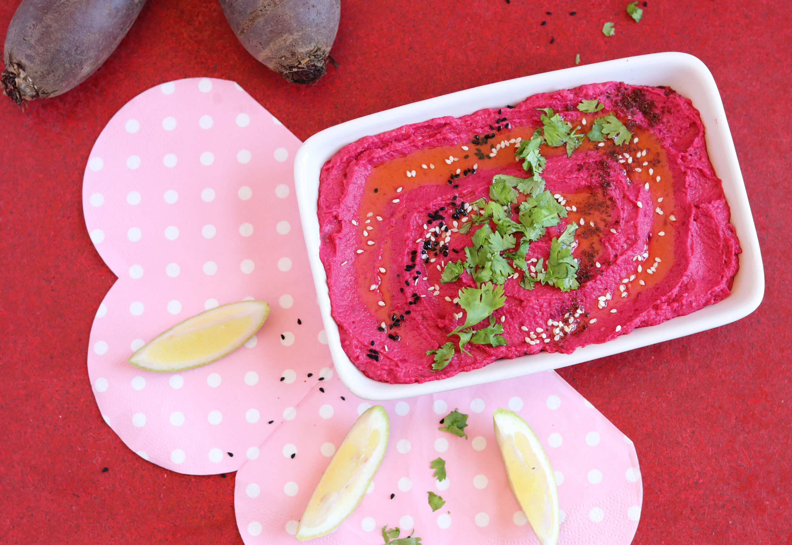 Beetroot hummus – simple, delicious and pink!