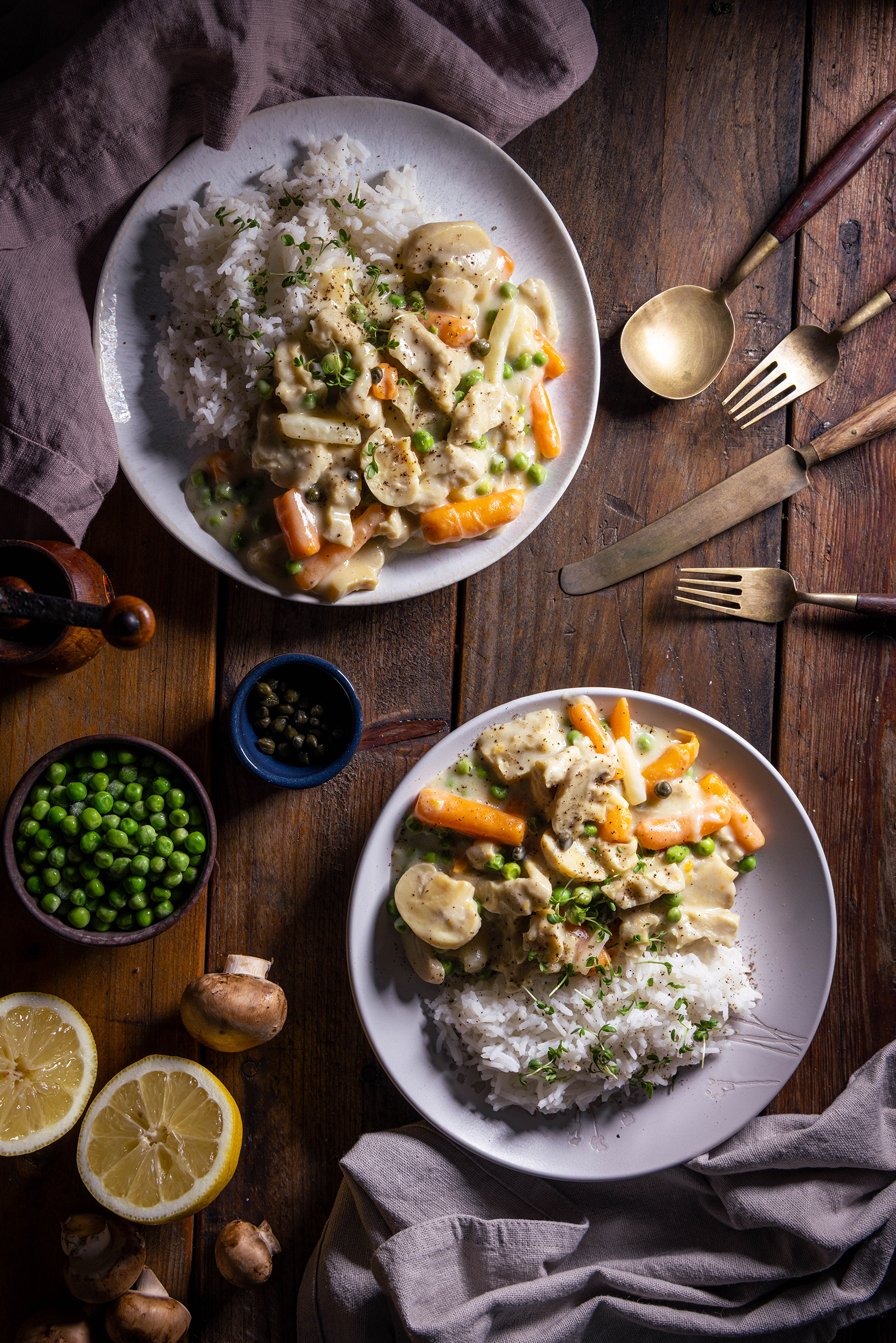 Vegan chicken fricassee – a German traditional dish